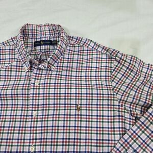 Ralph Lauren Flesh Pony Gingham Checked Long Sleeve Button Down Shirt. XXL
